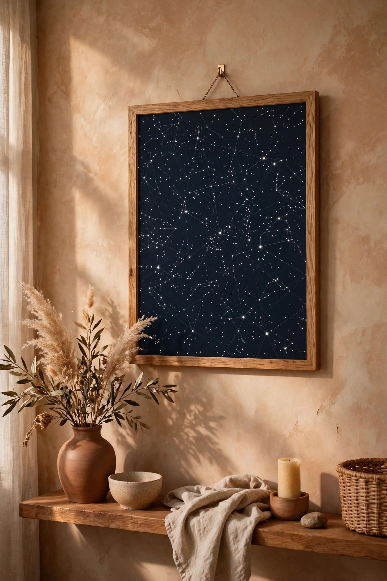 Framed star map print showing night sky of a special date, personalized gift