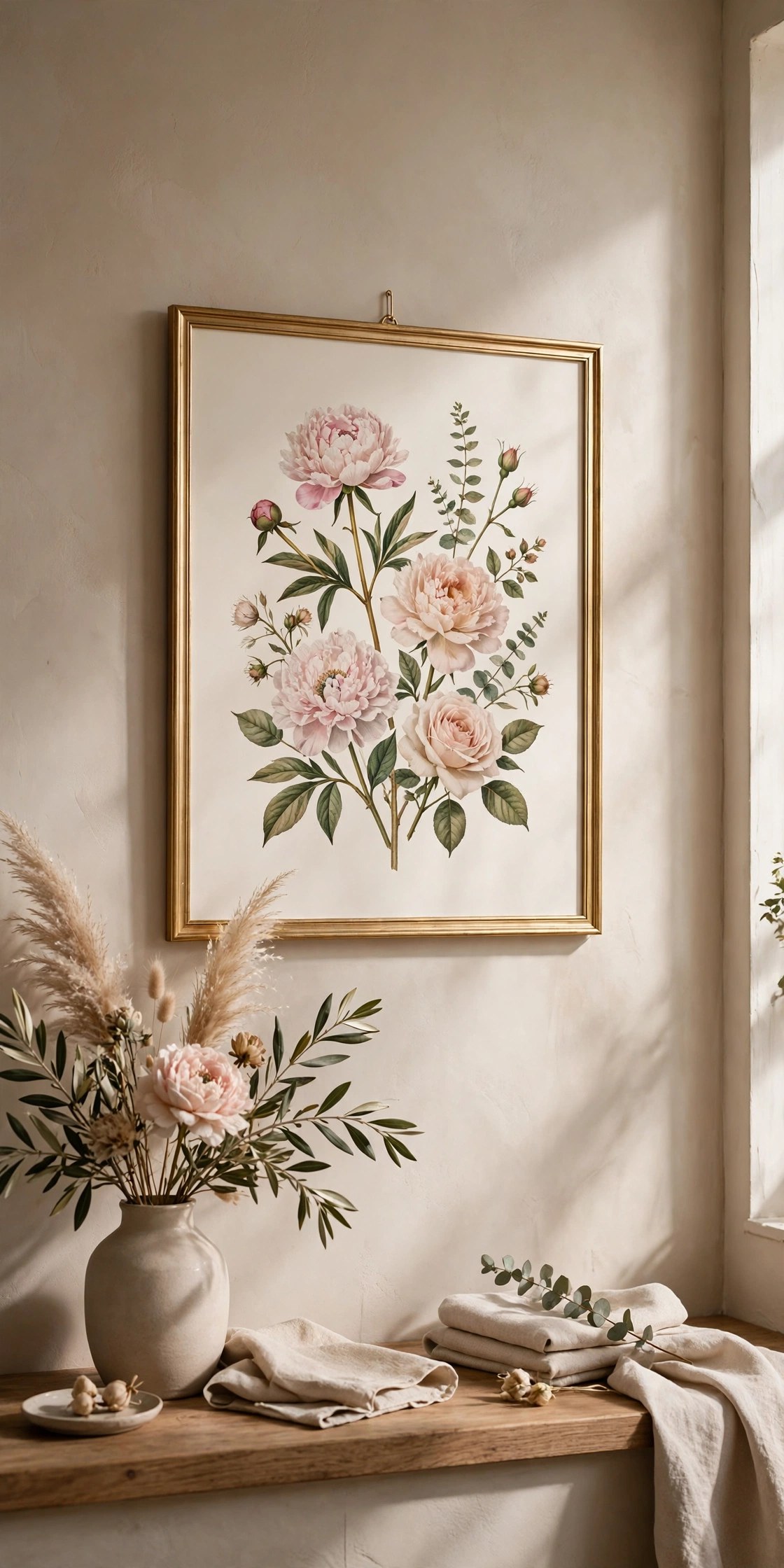 Botanical print of birth month flowers in an elegant frame, personalized gift