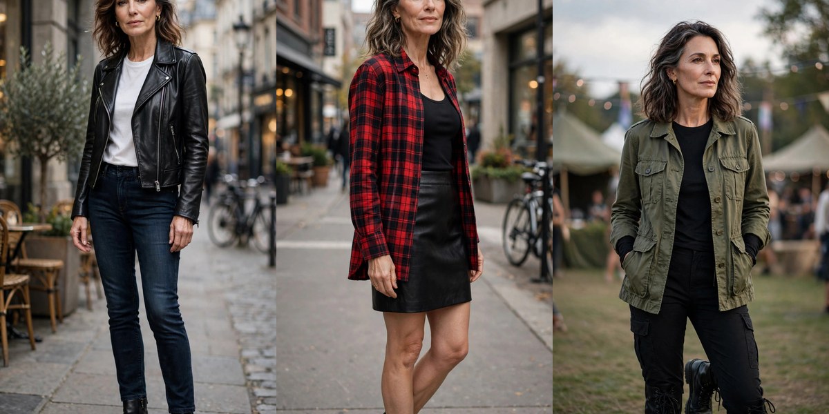 Rock Chic Outfits Over 50: 12 Leather Looks With Real Swagger outfit ideas collage