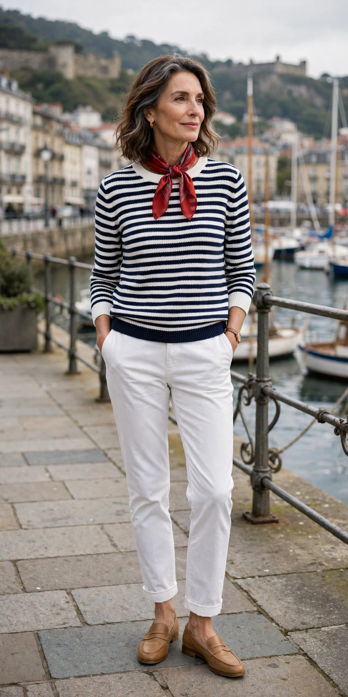 Elegant woman over 50 wearing Spanish style outfit idea 20