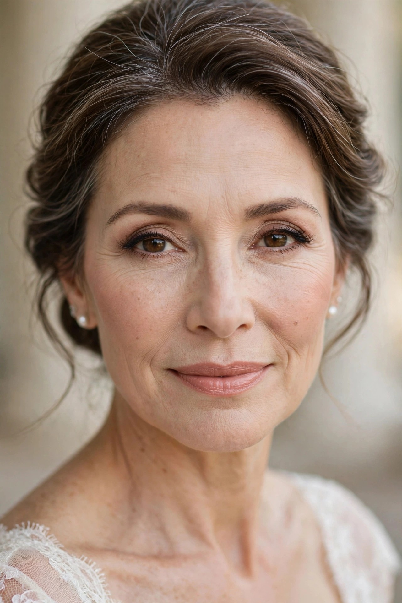Woman over 50 with fresh long-wearing natural foundation, smooth even complexion