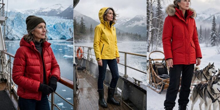 What to wear on an Alaska cruise over 50 — warm practical outfits collage