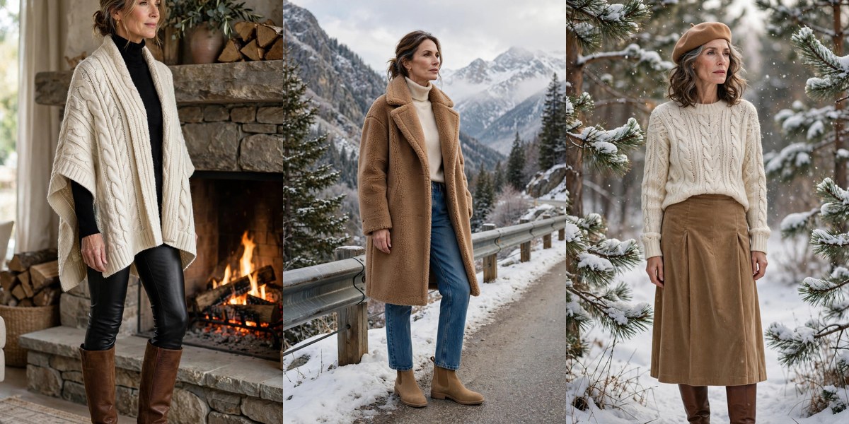What to wear to a cabin getaway over 50 - 23 cozy cabin outfits collage