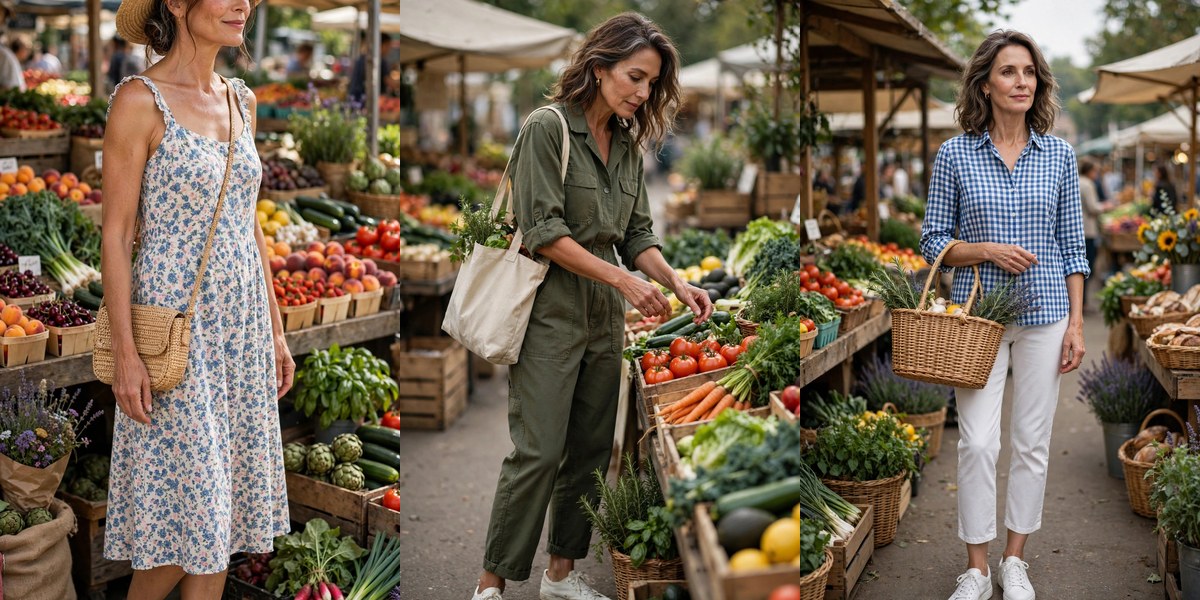 What to wear to a farmers market over 50: easy breezy outfit ideas