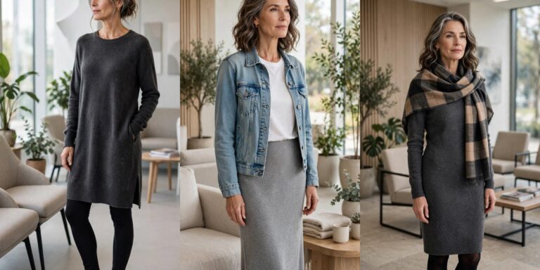 What to wear to the doctor's office over 50 - easy comfortable outfit ideas collage