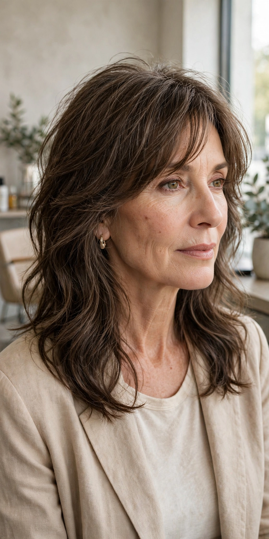 Side-bang tousled wolf cut