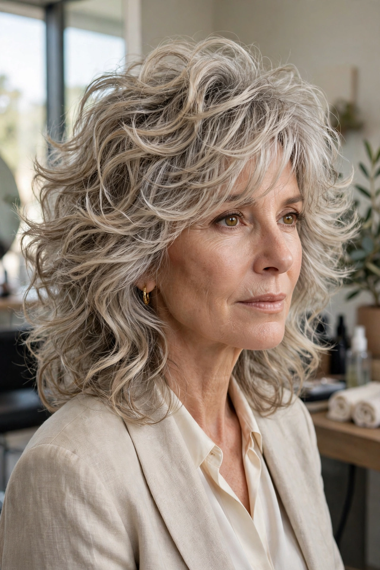 Voluminous wavy wolf cut
