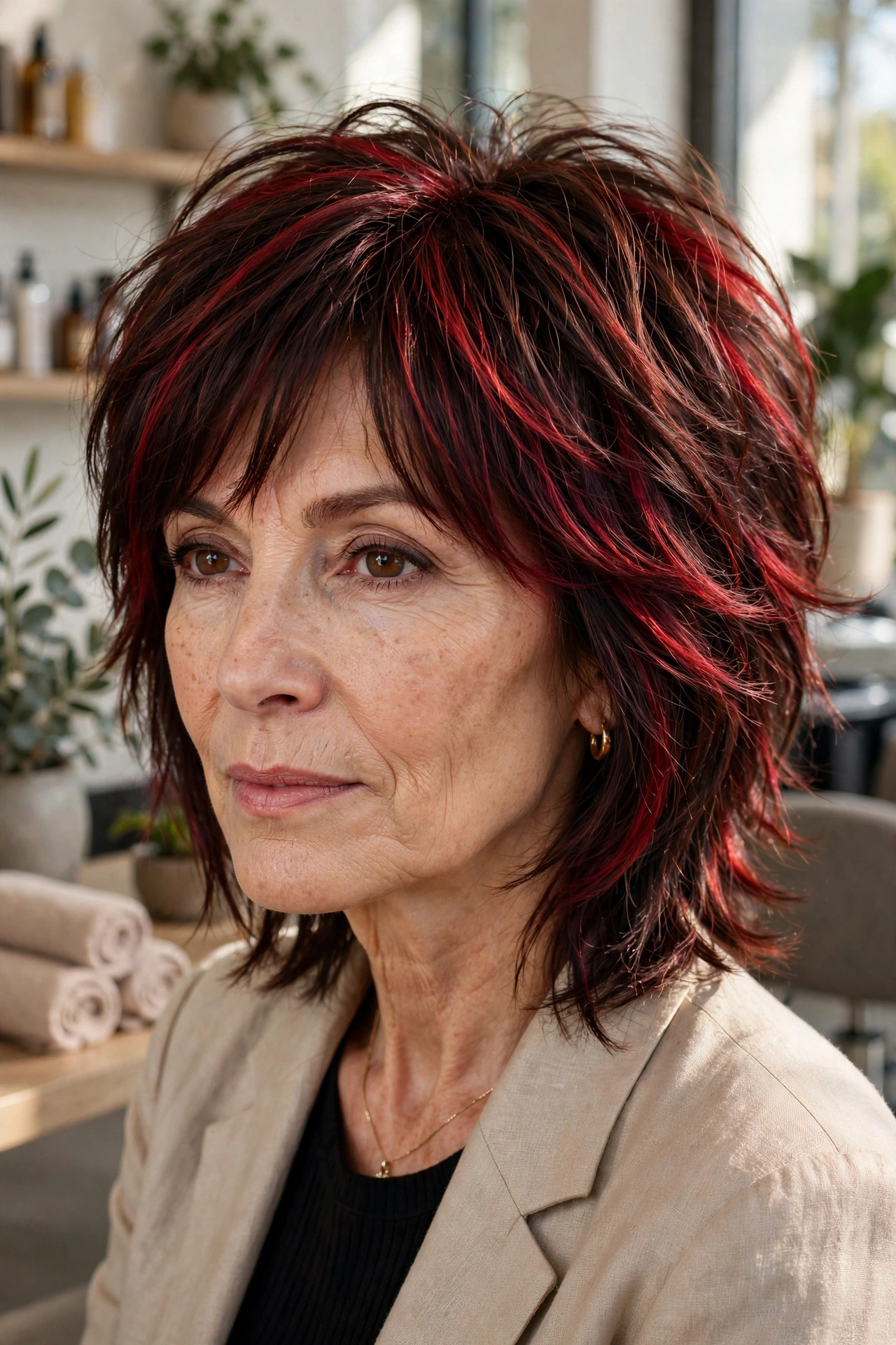 Cherry-kissed wolf cut